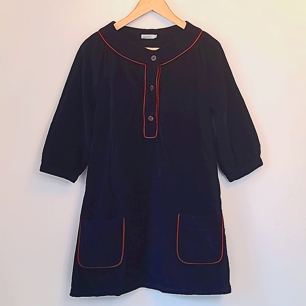 Retro Navy Corduroy A-Line Dress sz M